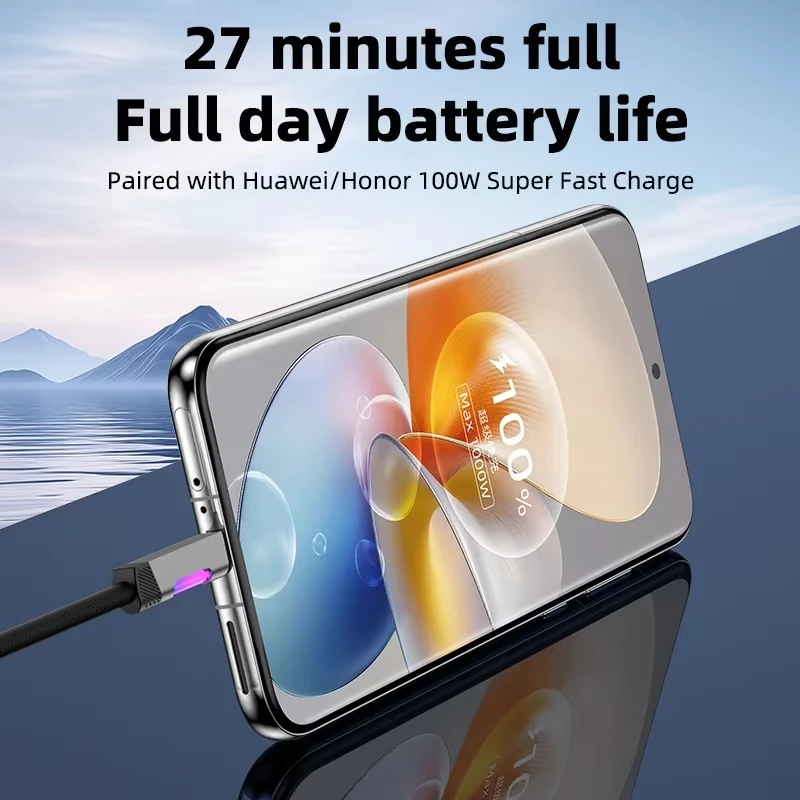 NNBILI جديد 100 واط 6A كابل شحن سريع USB نوع C كابل شحن مع RGB المحيطة ضوء USB C الحبل لسامسونج Xiaomi هواوي 1 متر/2 متر #5