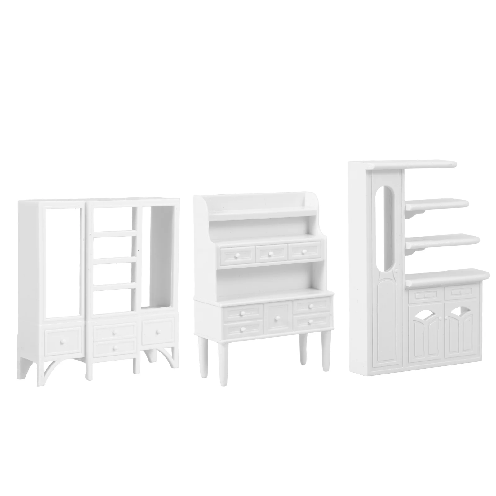 3 PCS Storage Cabinets Miniature Furniture Model Set Toy Book Shelves White House Lovely