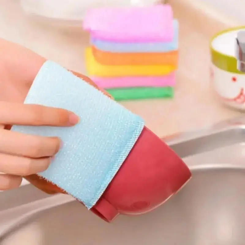 New 4Pcs Thick Durable Dishwashing Sponges Dual-sided Scouring Pads Kitchen Cookware Cleaning Sponge Wipes Household Supply