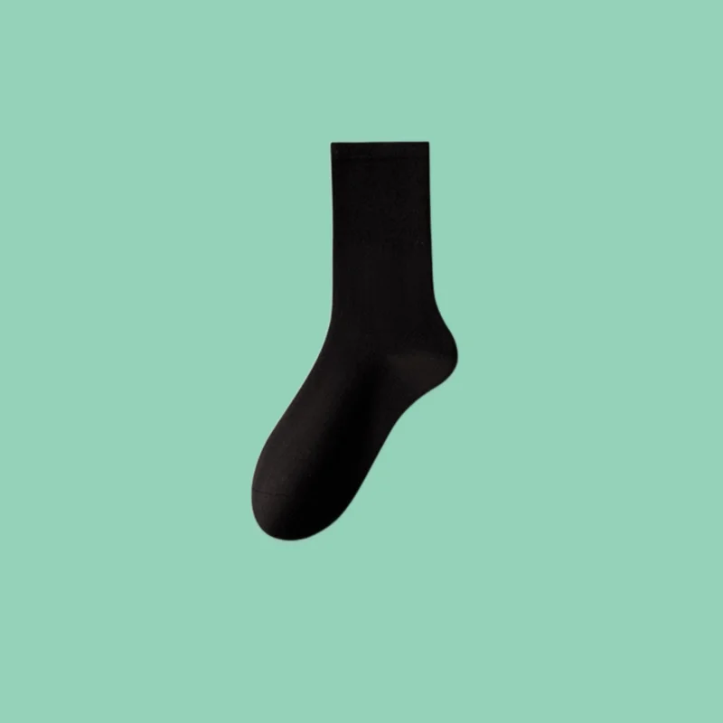 2/5 Pairs 2024 New Autumn And Winter Solid Color Cotton Socks Confinement Long Tube Pile Socks Women's Boneless Mid-tube Socks