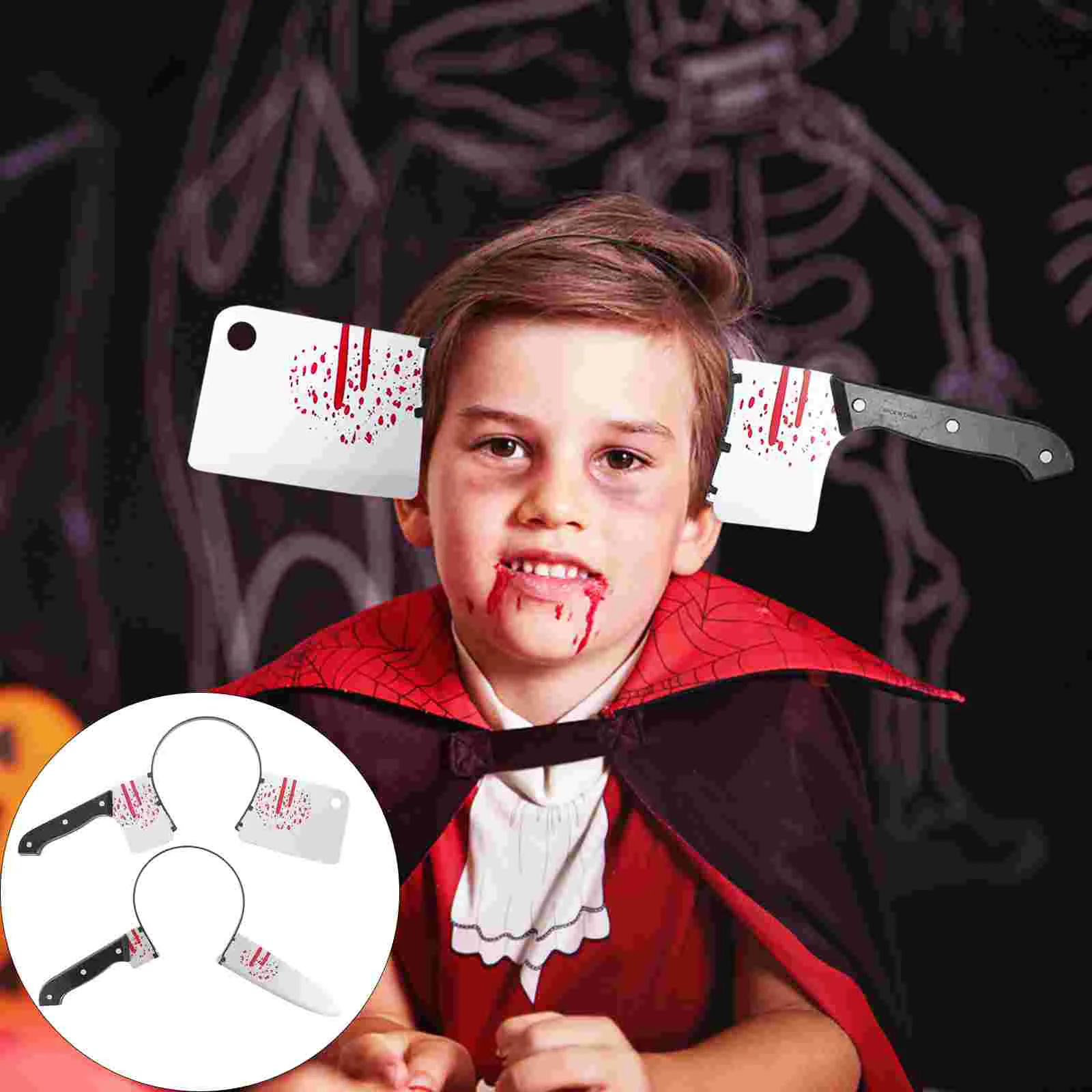 

2pcs Kitchen Axe Hair Ornaments Headband Trick Tools Hair for Halloween Party halloween trick hair hoop
