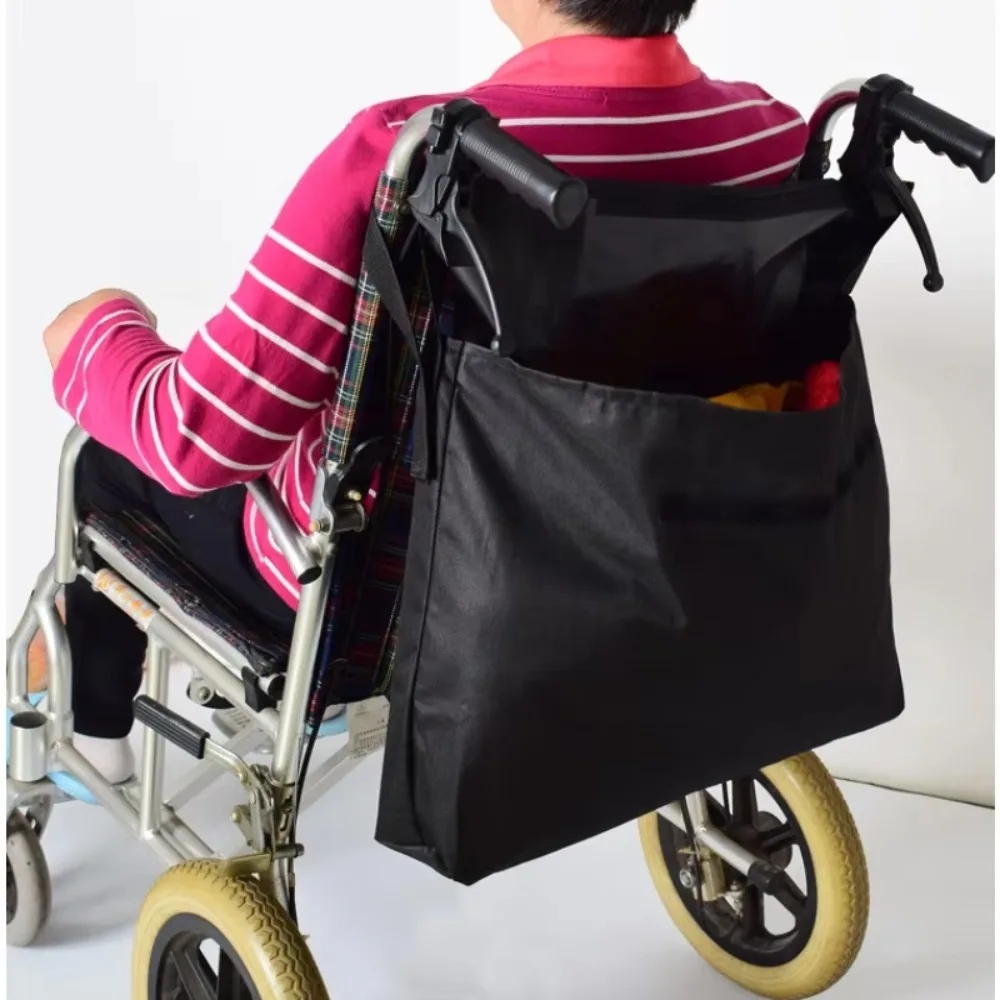 Wheelchair Hang Bag Large Capacity Back Storage Vest Stain Resistant Reflective Strip Shining Light Multifunctional Oxford Cloth