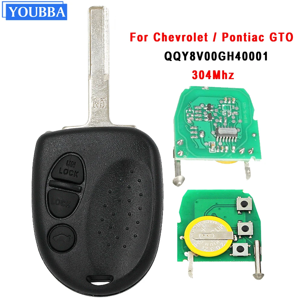 YOUBBA Remote Key 304Mhz FCC ID: QQY8V00GH40001 for Chevrolet Pontiac GTO 2004 -2006 for Holden Commodore VS VR VT VX VY VZ