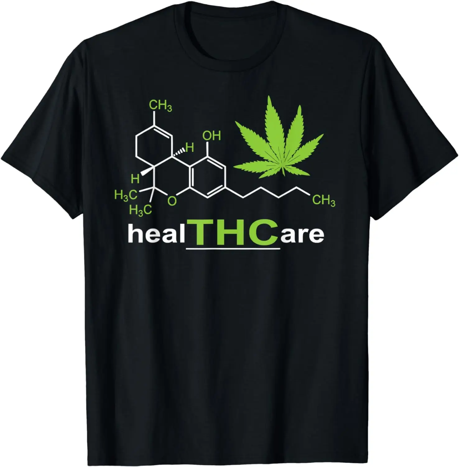 

THC Healthcare Weed Molecule Cannabis Marijuana Pot Gift T-Shirt 100% Cotton O-Neck Short Sleeve Casual Mens T-shirt Size S-3XL