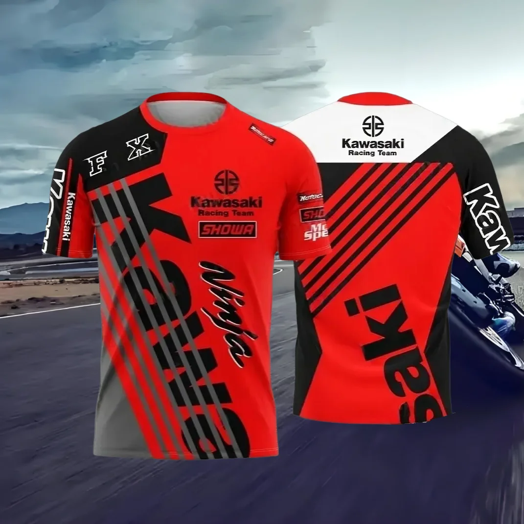 

2025 Summer Kawasaki Racing Suit Men's Quick-drying T-shirt Hot-selling Short-sleeved Motorcycle Casual Breathable Loose Fashion