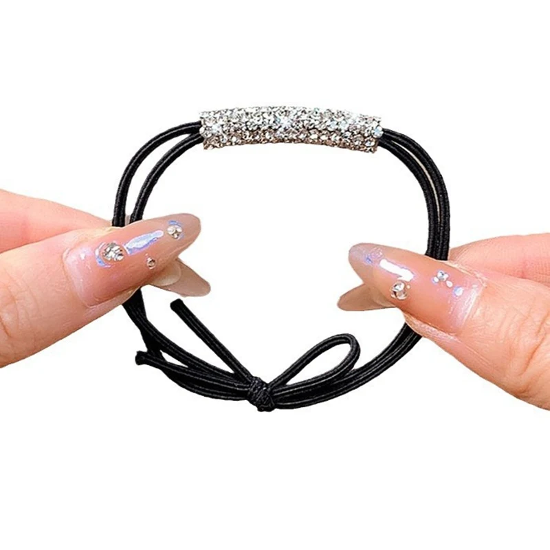 10 قطع حجر الراين الشعر التعادل مرونة عالية الشعر حبل الفرقة النساء الفتيات توك شعر إكسسوارات الشعر ذيل حصان حامل