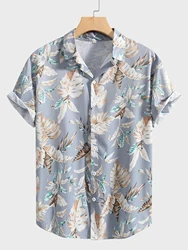 2024 Men's Fashion digital Printed short-sleeved Shirt Men's Hawaiian printed shirt