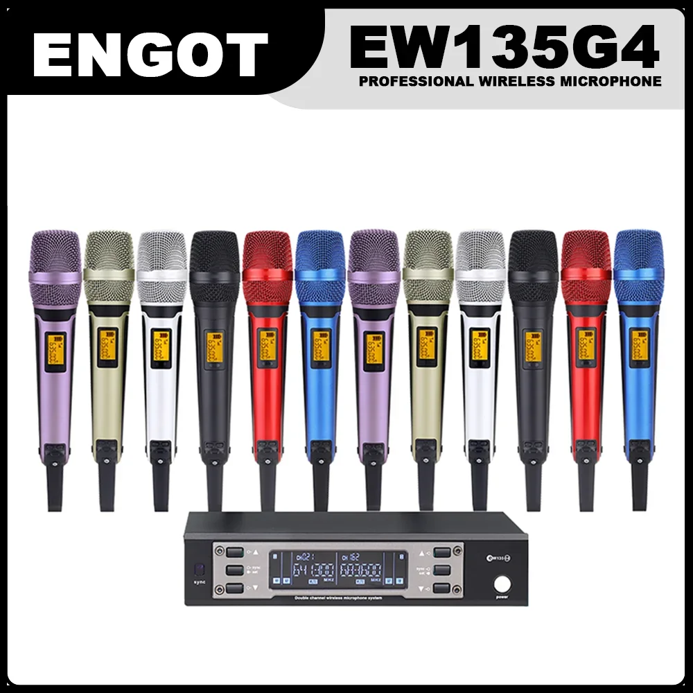 

ENGOT EW135G4 EW 100 G4 EW100G4 с SKM9000 UHF 2-канальная Профессиональная беспроводная металлическая ручная микрофонная система для ди-Джея караоке