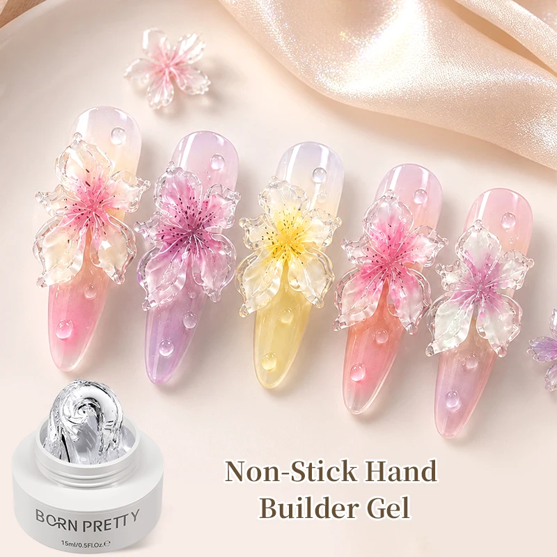 BORN PRETTY gel esculpidor 5D de 15 ml, no adhesivo, gel constructor de mano, gel de tallado DIY para lazos, flores, formas geométricas, diseño de uñas 3