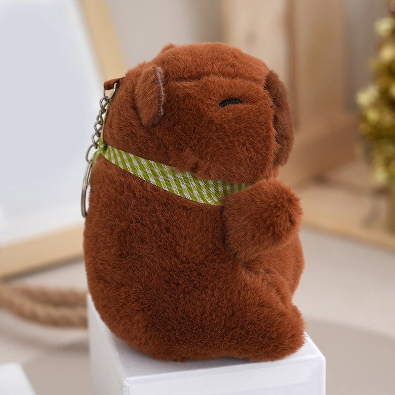 Kawaii Bruine Pluche Capibara Pop Speelgoed Knuffeldier Sleutelhanger Hanger Tas Decoratie Pluizige Dierenpop Pluche Sleutelhanger Kindercadeau