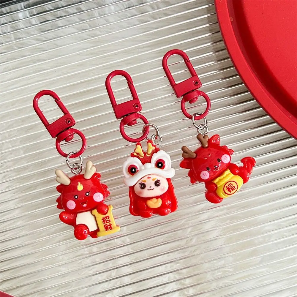 Resin Zodiac Dragon Keychain Fashion Creative Dancing Lion Lion Dance Pendant Cute Long Chinese Style Keyring Couple