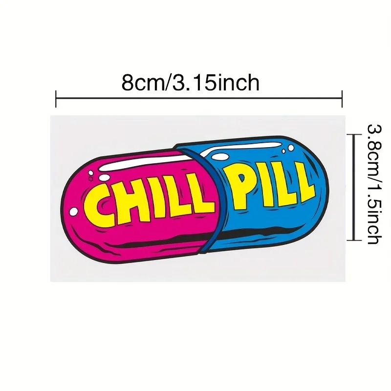 1PC Eye-catching "Chill Pill" Sticker for Car & Motorcycle, Unique Pill Design Decal for Vehicle Decoration