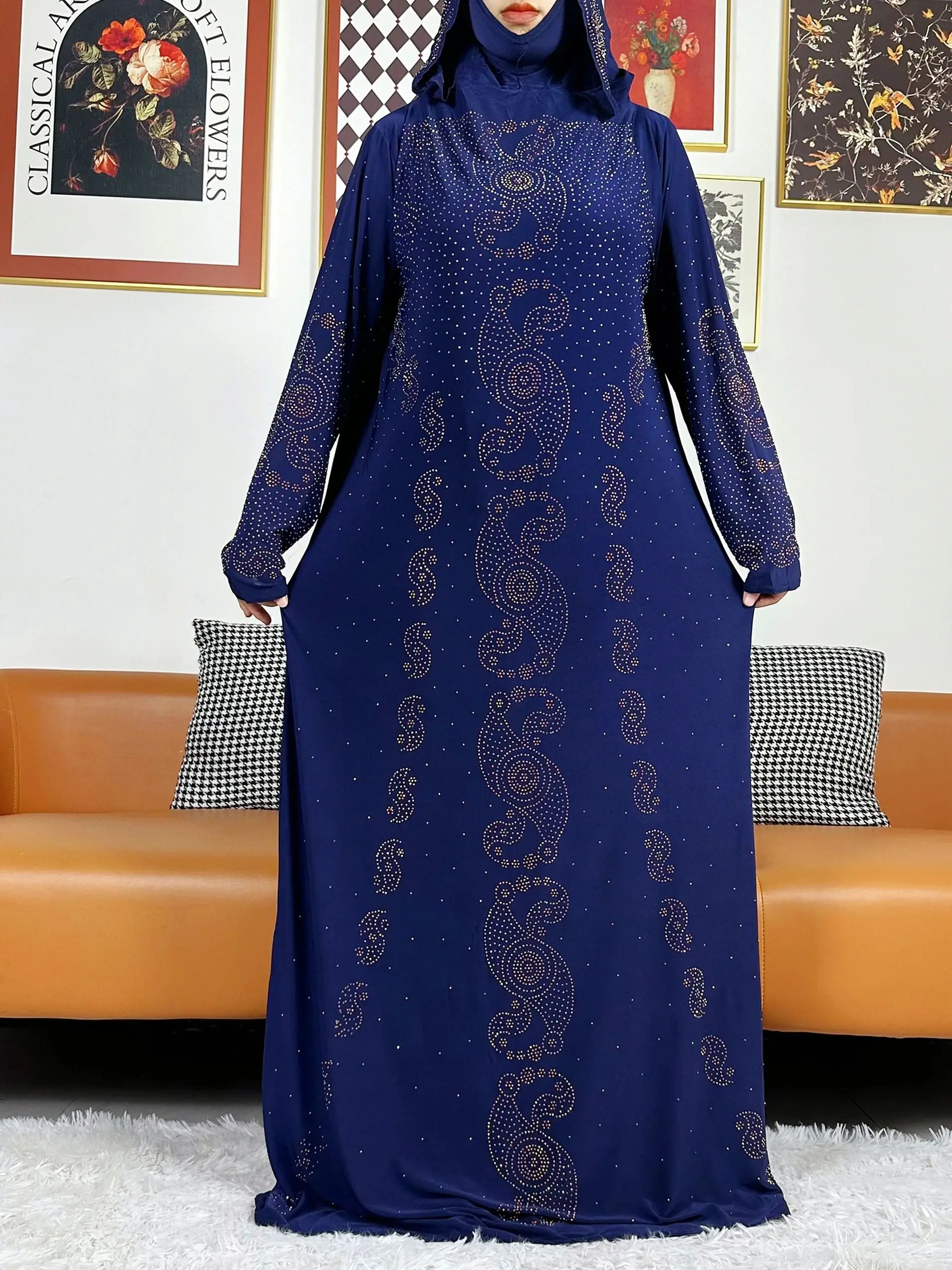 Caftán musulmán de oración para mujer, vestido con capucha, Túnica Maxi africana de Turquía con Hijab, Abaya árabe de Dubái, ropa islámica de