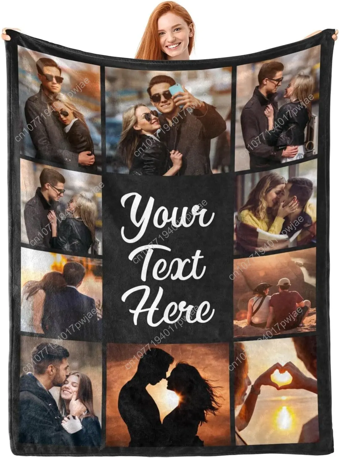 

Custom Blanket Throws with Photos Text Personalized with Picture Customizable, Customize for Mom, Dad, Couple, Girlfriend, Boyfr