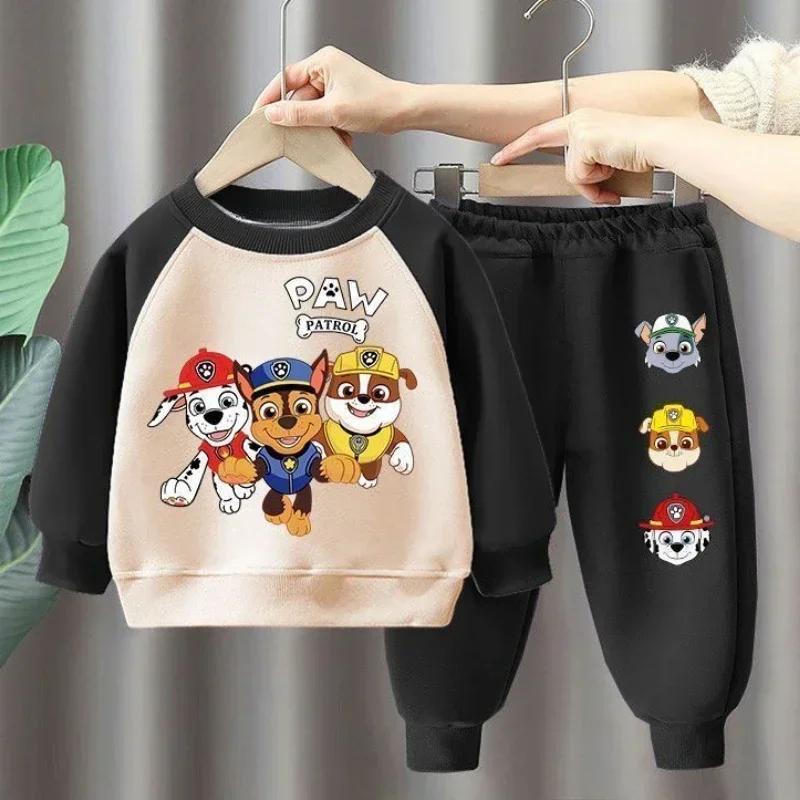 PAW Patrol Spring Autumn Children's Spliced Long Sleeve Sweatshirt Sets Boys Pullover and Pant 2pcs Set Kids Sport Clothing Sets