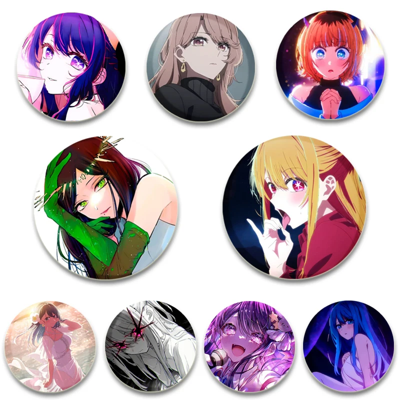 32/44/58mm Anime OSHI NO KO Button Pins Snap-on Design Brooches Daily Fashion Decoration Badges Ideal Gifts for Friends