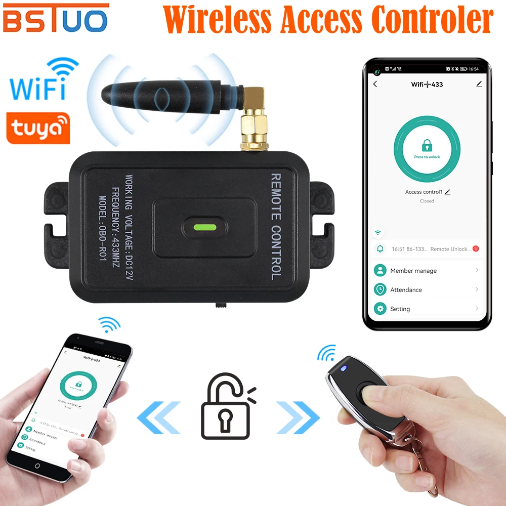 2023 New Design Tuya Remote Control Kits For Access Control App/Remote Key/Exit Button Unlock Keyless Wifi And 433Mhz Door Entry