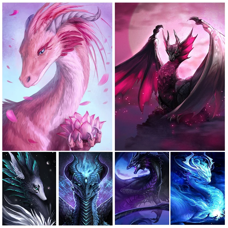 5D Diy Diamond Painting Animal Dragon Full Rhinestones Embroidery Mosaic Art Cross Stitch Kits Home Decor New Arrivals 2023