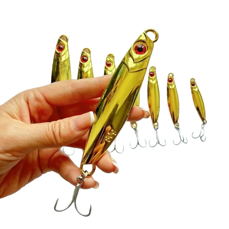 Metall-Jig-Angelköder, 7 g–80 g, Salzwasser-Shore-Casting, Laser-Papierbeschichtung, Metall-Jigging-Köder mit 2 Drillingshaken für Meeresangeln