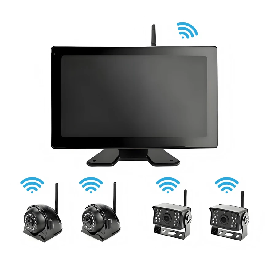 DVR Touch Screen 10'' Digital Wireless Reverse Backup Camera Side Camera WiFi 4CH Car Monitor For Heavy-duty Vehicles