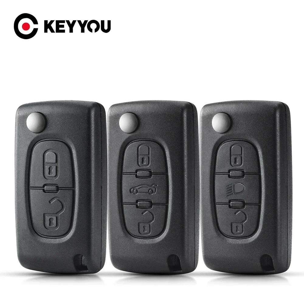 KEYYOU 10PCS NEW Car Key Case For Peugeot 206 408 1/2/3/4/5/6/807 Partner For Citroen C1/2/3/4/5/6/7/8 Xsara Picasso CE0523/36