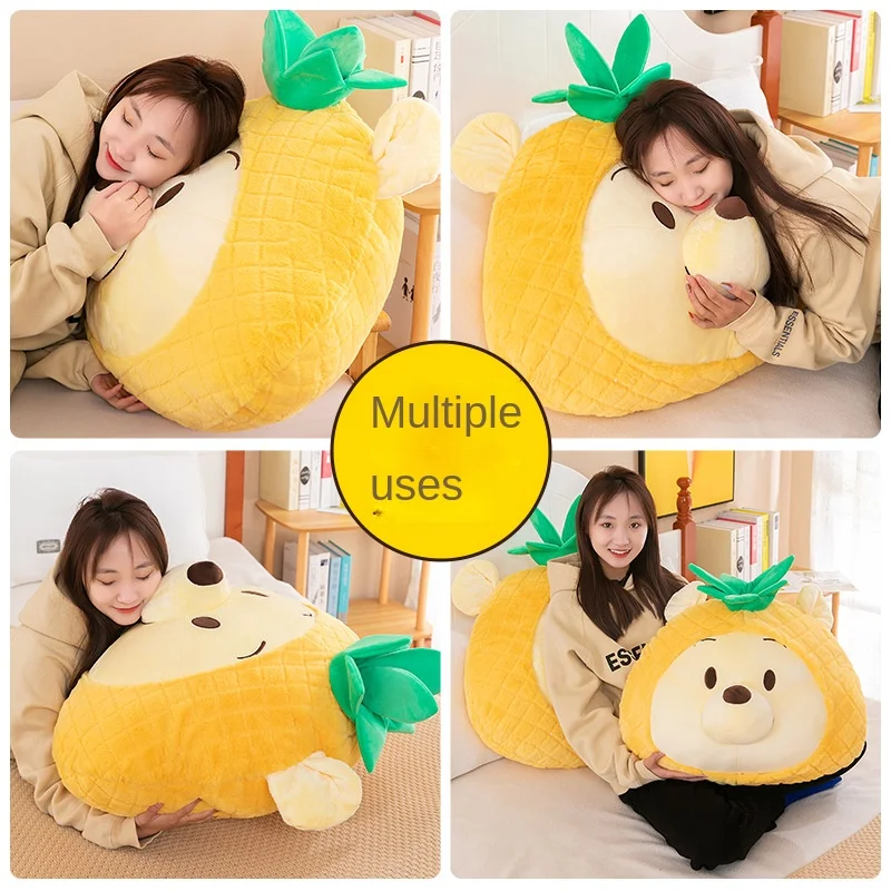 Cartoon Pineapple Bear Pillow Doll Girl Sleeping Pooh Figure Doll Cushion Clip Legs Plush Toy Doll Ragdoll Girlfriends Plush Toy