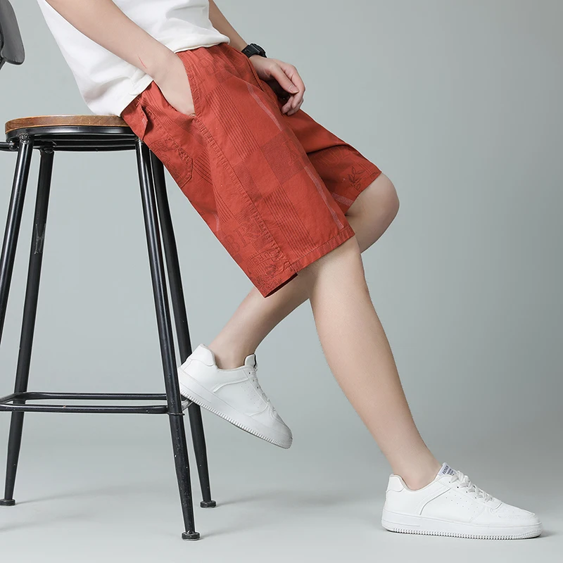 

Летние мужские свободные хлопковые прямые повседневные шорты с пятью точками, пляжные брюки, тонкие модные, удобные, дышащие, легкие