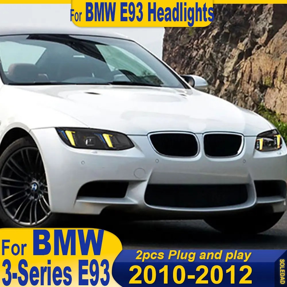 

Светодиодные фары для BMW E93 2010-2013, E92, с ангельскими глазками, DRL, проекционными линзами, аксессуары для автомобиля, световые приборы.