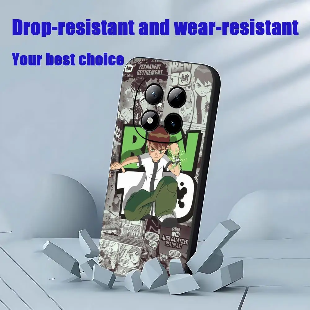 Cartoon B10-Ben 10 Cool Boy Phone Case For Xiaomi Redmi Note 14 13 12 11 Pro Plus S 5G 14C A3 Soft Black Phone Cover