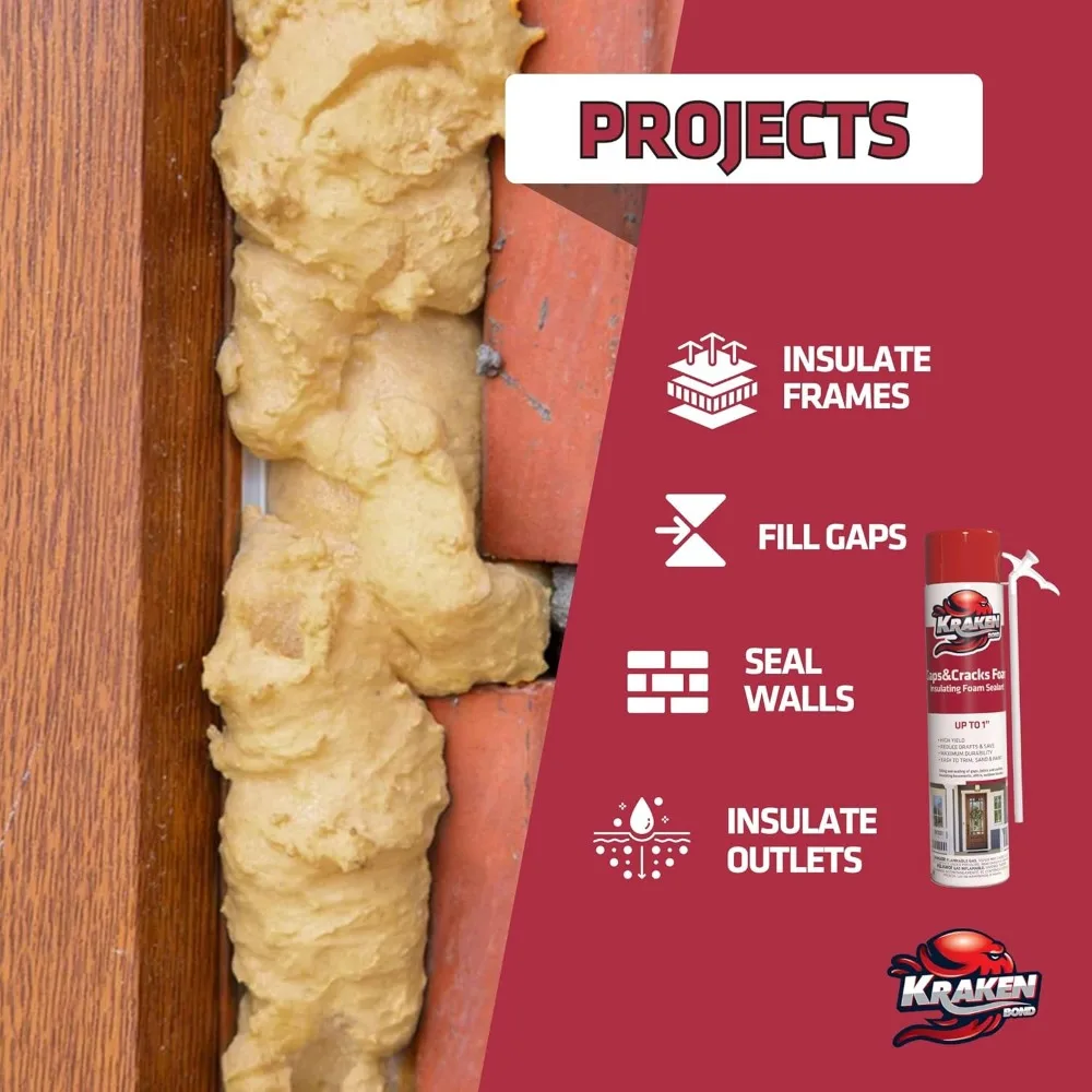 Selante de espuma expansível de lacunas e rachaduras - (12x24 onças) Espuma spray de poliuretano de alta expansão para janela