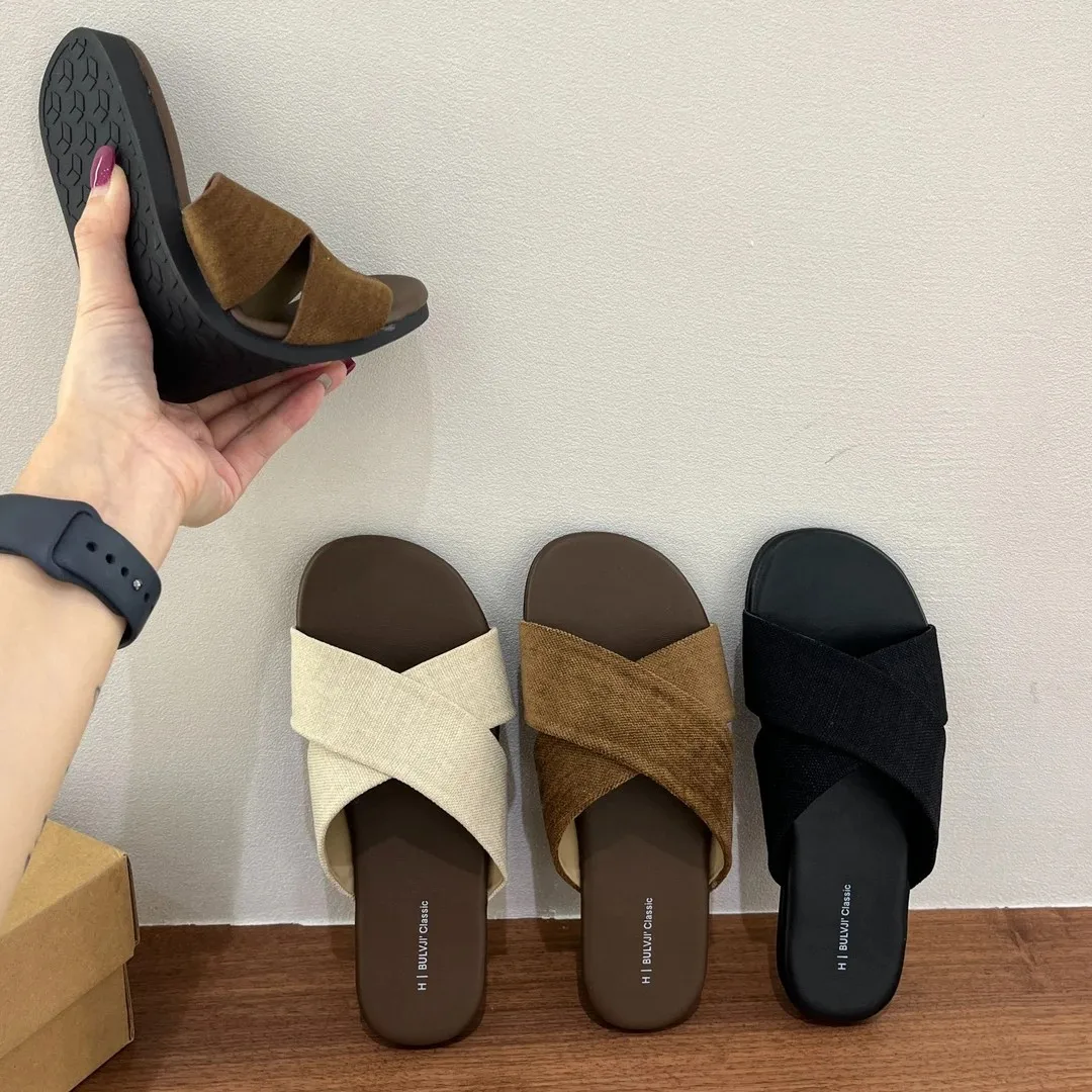 Retro weiße Damen-Slipper für den Außenbereich 2026 – neue Sommer-Sandalen mit Plateauabsatz und dicker Sohle für Damen