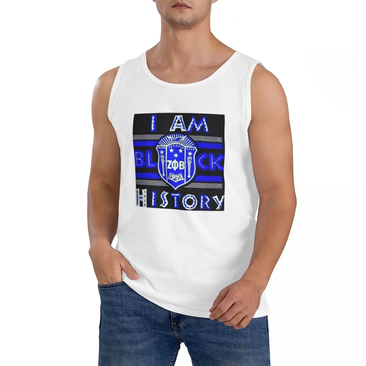 100% Cotton Zeta Phi Beta Greek Letter 1920 ZOB Sleeveless T-Shirt Men Workout Sports Clothing Tops Men's Crew Neck Vest