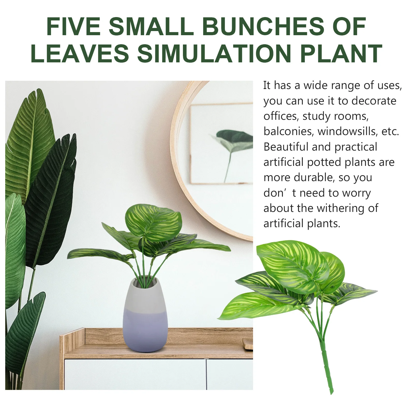 

6Pcs Simulation Mini Calathea Plant Artificial Potted Bonsai Decorative Green Plant Office Desktop Mini Potted Bonsai