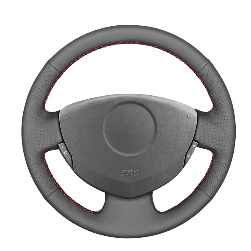 Black Faux Leather Car Steering Wheel Cover for Renault Logan 1 Sandero Symbol Clio Twingo Lada Largus Nissan Almera G15