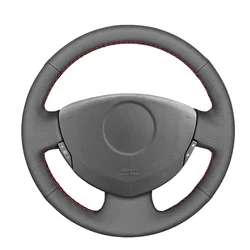 Black Faux Leather Car Steering Wheel Cover for Renault Logan 1 Sandero Symbol Clio Twingo Lada Largus Nissan Almera G15
