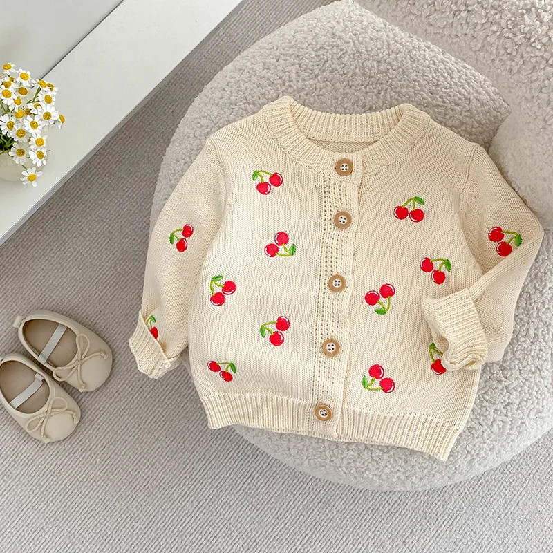 

Girls Baby Sweater Cardigan Embroidered Cute Newborn Infant Clothing Knitted Jacket Autumn Winter Korean Fashion Princess Tops
