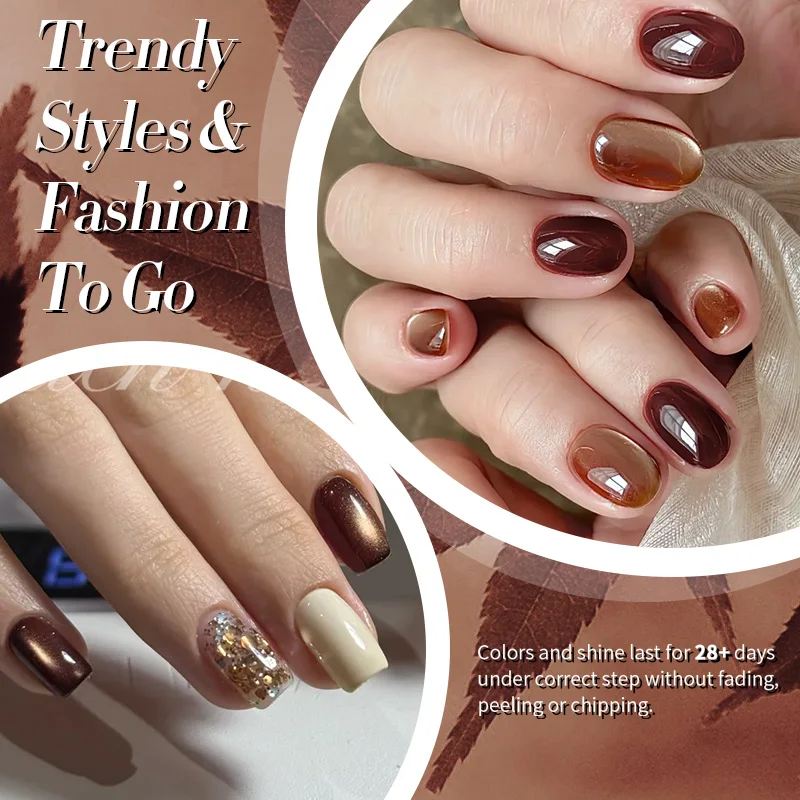 BORN PRETTY 10ml ウォーターライトキャットマグネティックジェル 10個入り ブラウンコーヒーカラー セミパーマネント ソークオフ UVジェル マニキュア ネイルアート バーニッシュ