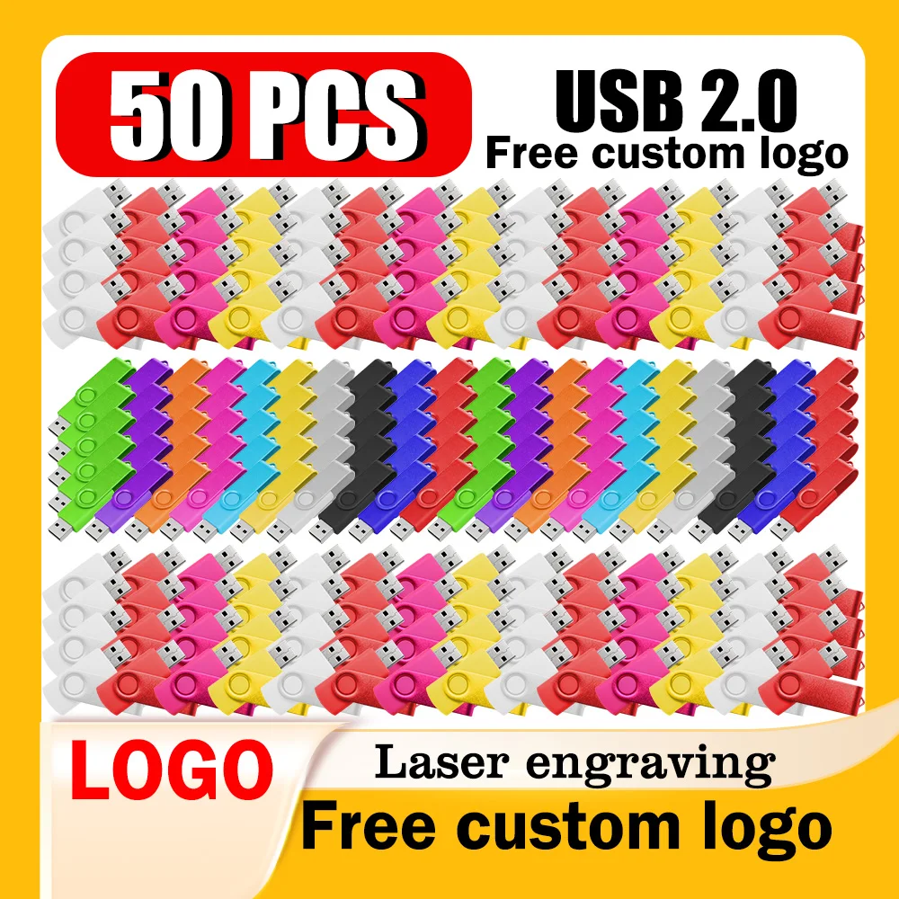 

50PCS Wholesale Usb 2.0 Flash Drive 4GB 8GB Metal Pen Drive 16GB 32GB 64GB 128GB Memory Stick U Disk Custom Logo Free