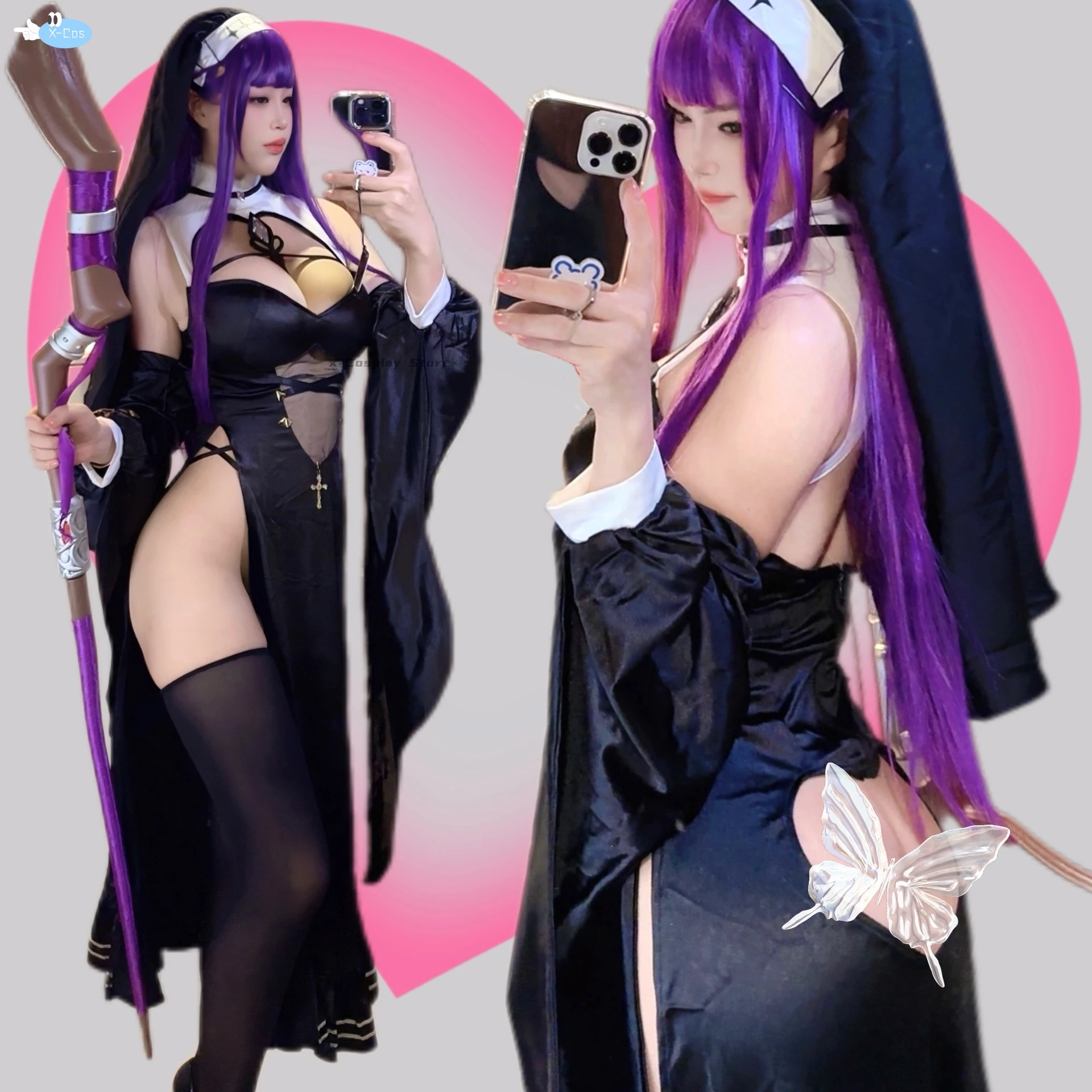 Kostum Cosplay Fern Anime Frieren melebihi perjalanan gaun seksi ujung seragam mewah pakaian Cos wanita pesta Halloween doujai