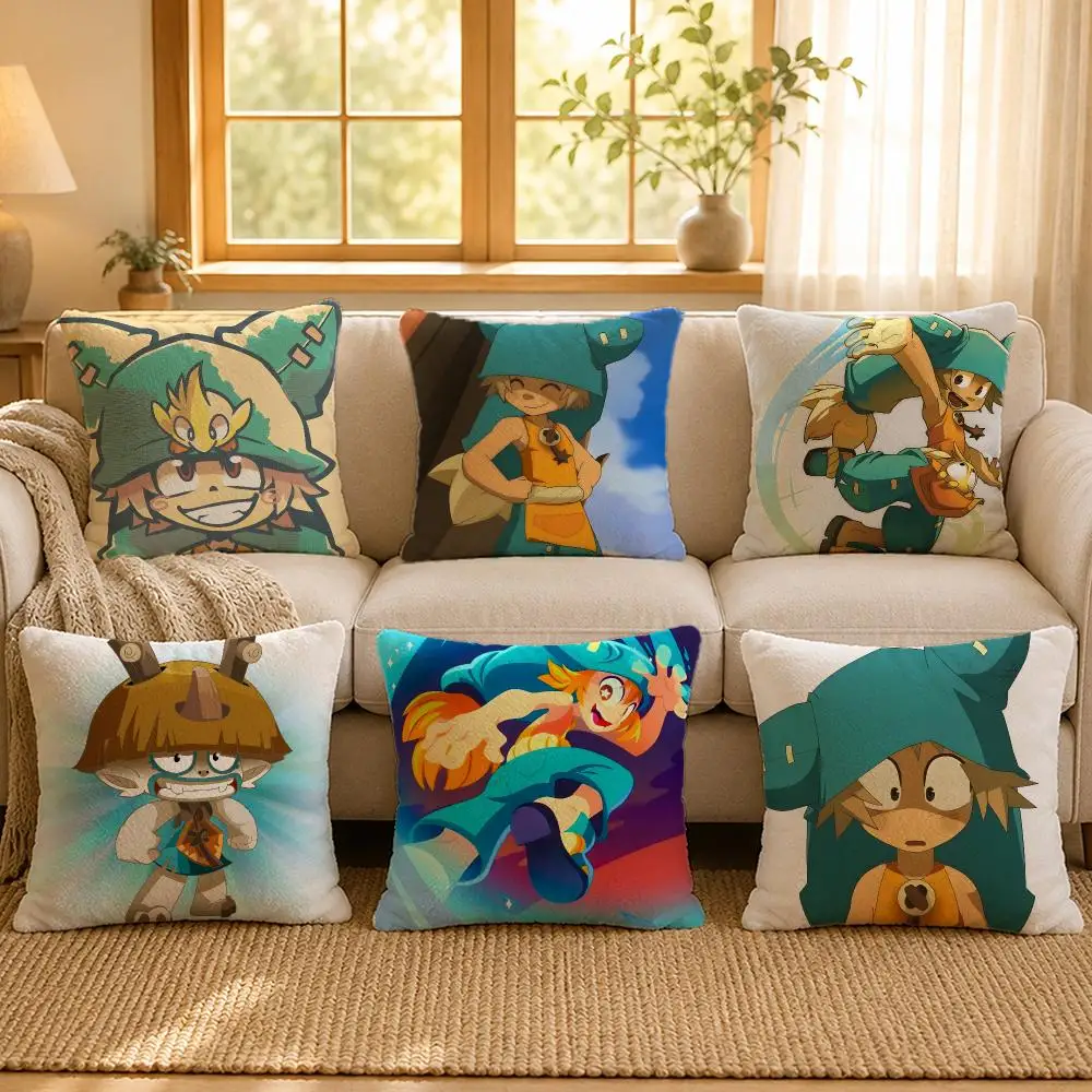 Cartoon Wakfu Fantasy Gaming Cushion Cover Personalized Short Plush Soft Bedroom Sofa Home Decor Gift