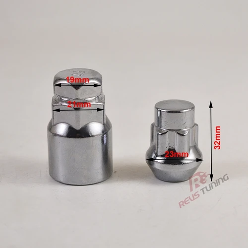 Imagen 2 del producto 4 Uds antirrobo M12 X 1,5 M12 X 1,25 tuercas de llave de bloqueo de rueda de coche de acero cromado tuercas de bloqueo