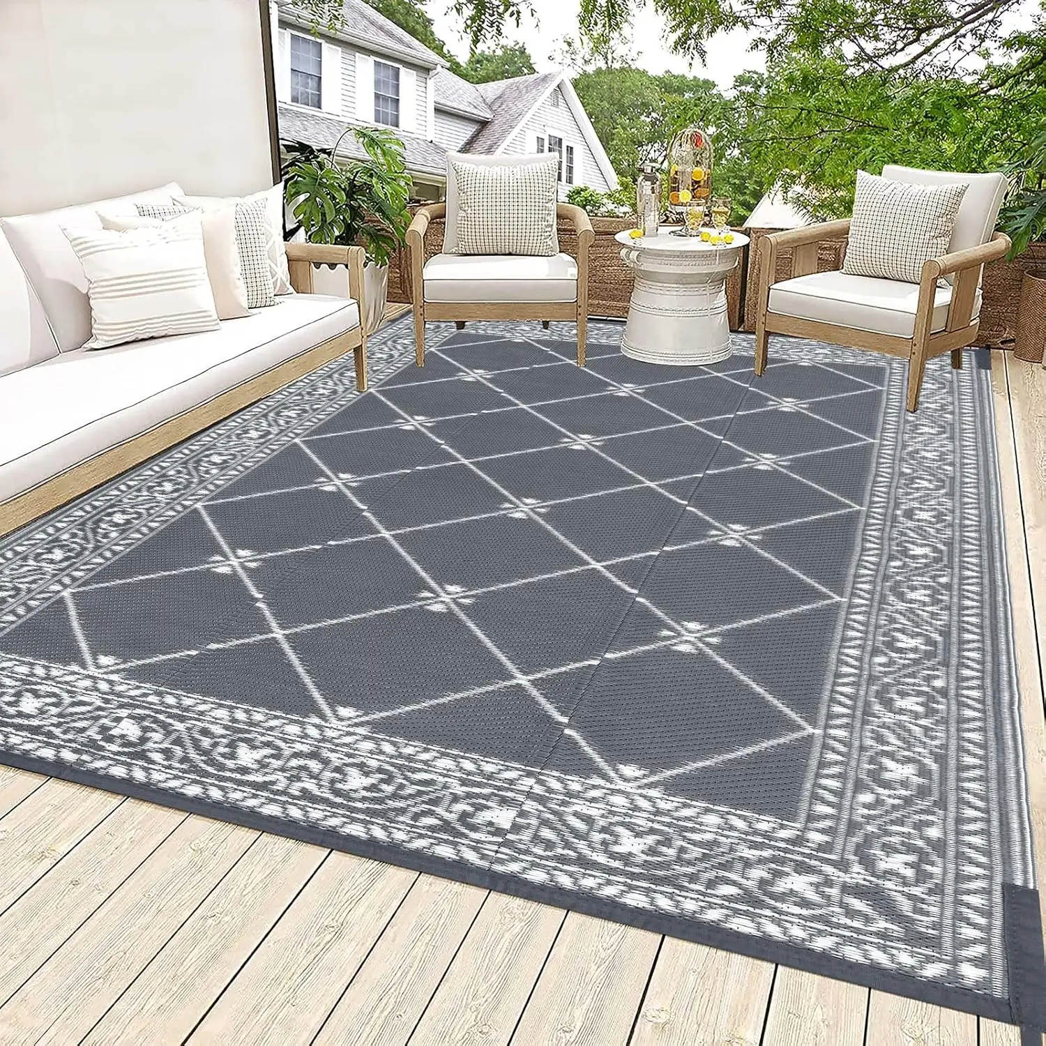 

Reversible Mat Plastic Outdoor Rugs for Patios Clearance Waterproof Plastic Straw Rug Large Area Rug for Outdoor, Porch, Pati