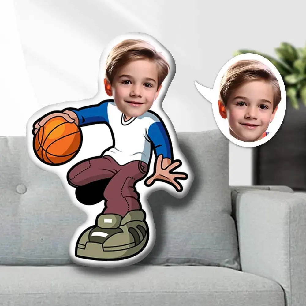 Minime Pillow cushion Dolls Photo Face customized  Pillow creative Personalized Playing Basketball Boy Face Pillow