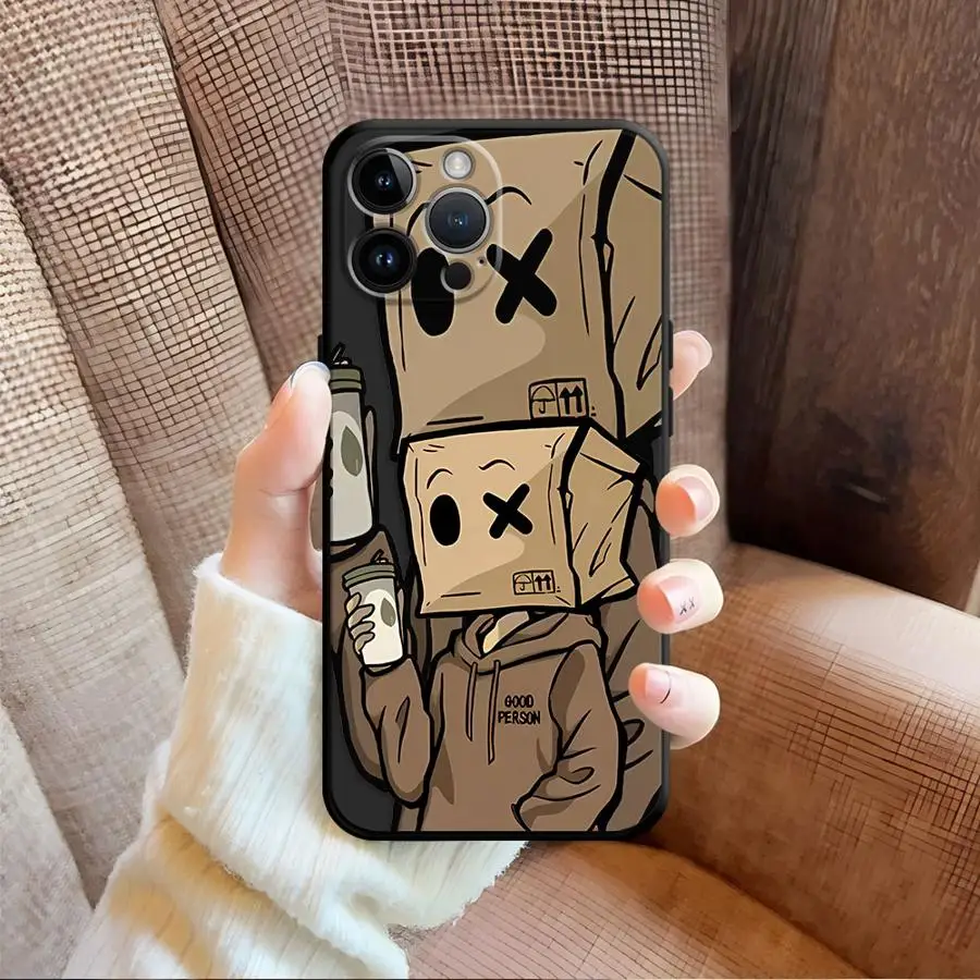 حافظة لهاتف آيفون 17Air SE 7 8 17 16 Pro Max 14 13 Mini 11 15 Plus X XS XR 12 نمط رجل ورق كرتوني