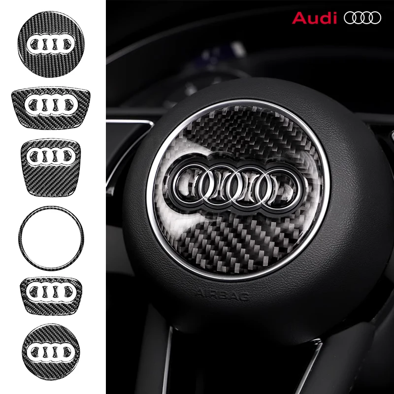 Car Steering Wheel Ring Sticker Carbon Fiber Trim Decoration Auto Accessories For Audi A4 B8 B9 A6 C6 C7 A5 Q5 8R Q7 4L A3 8V Q3