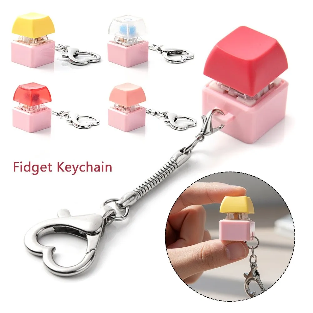 New DIY Keyboard Fidget Keychain Without Light Keycap Finger Keyboard Caps Pass The Time Keys Button Clicker