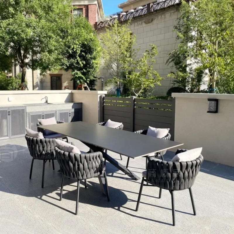 Outdoor table and chair courtyard high-end villa rock slab table garden balcony furniture outdoor