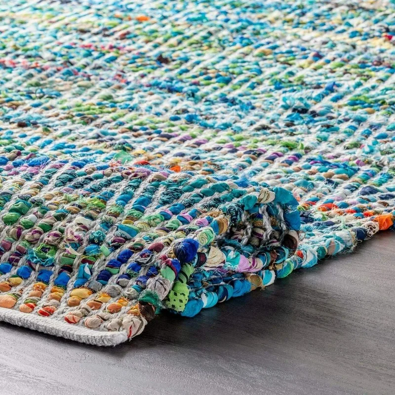 Indian Rug 100%Cotton Natural Hand Braided Style Bohemian Carpet Modern Area Rug