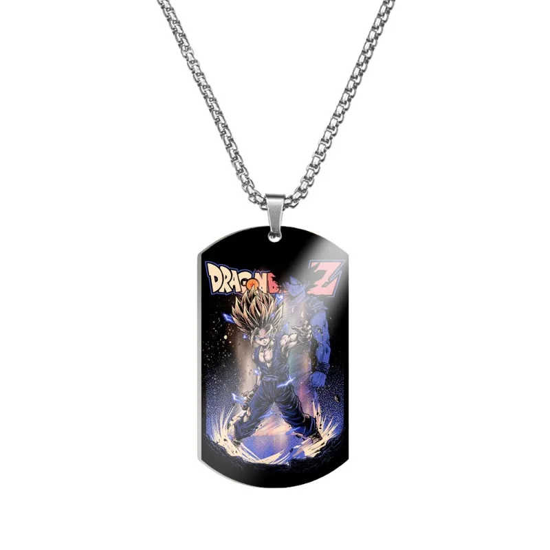 Dragon Ball Son Gohan Majin Buu Fashionable Metal Necklace for Men and Women High-Value Color-Printed Stainless Steel Bead Chain view 2