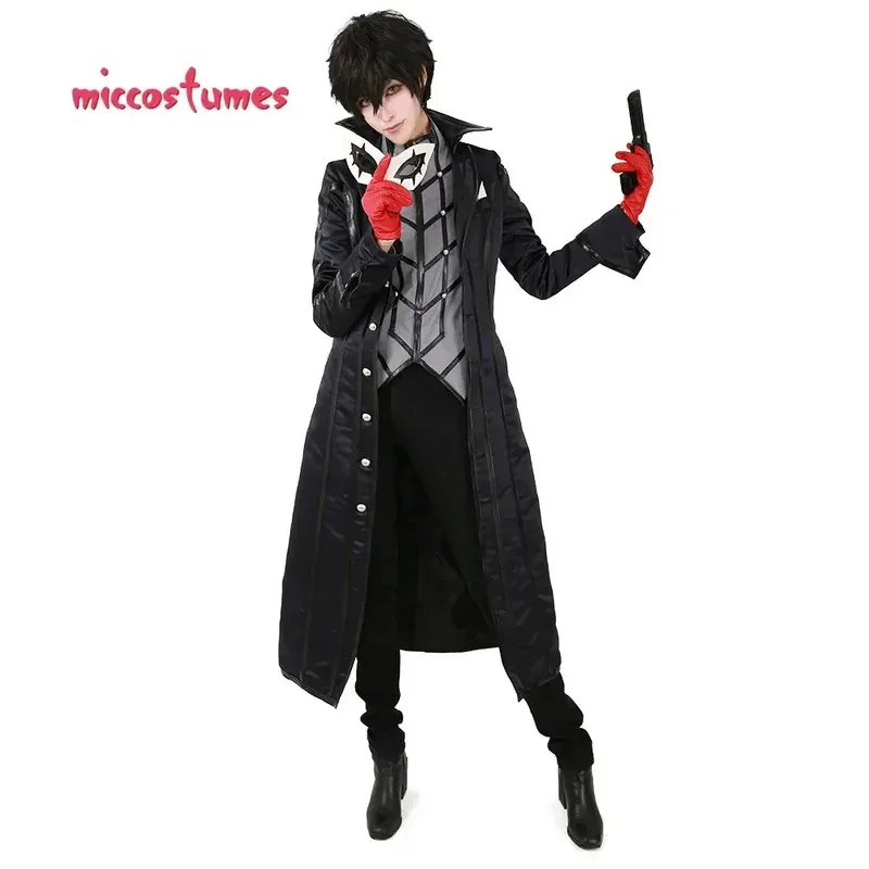 

Miccostumes's-8 's Joker Men's Anime Coat Shirt Gloves and Eye Covering for Thief Cosplay Costume